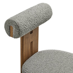 Torian Boucle Fabric Dining Chair Set of 2 by Modway - Walnut Light Gray