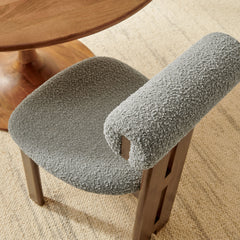 Torian Boucle Fabric Dining Chair Set of 2 by Modway - Walnut Light Gray