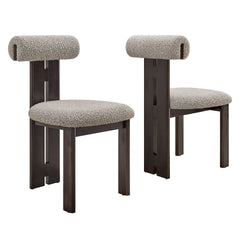 Torian Boucle Fabric Dining Chair Set of 2 by Modway - Wenge Taupe