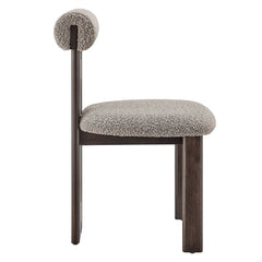Torian Boucle Fabric Dining Chair Set of 2 by Modway - Wenge Taupe