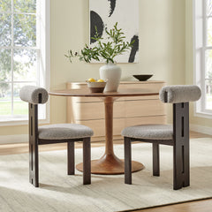 Torian Boucle Fabric Dining Chair Set of 2 by Modway - Wenge Taupe