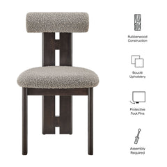 Torian Boucle Fabric Dining Chair Set of 2 by Modway - Wenge Taupe