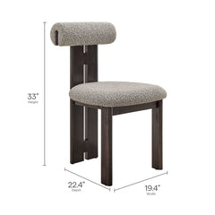 Torian Boucle Fabric Dining Chair Set of 2 by Modway - Wenge Taupe