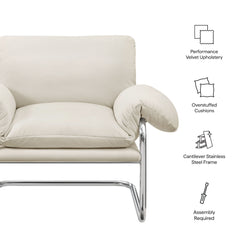 Ansel Performance Velvet Accent Chair by Modway - Alabaster
