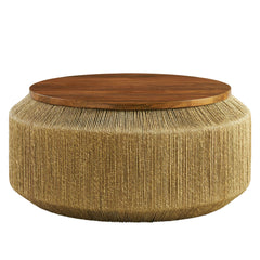 Maris Seagrass & Mango Wood Round Coffee Table | 37"