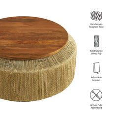 Maris Seagrass & Mango Wood Round Coffee Table | 37"