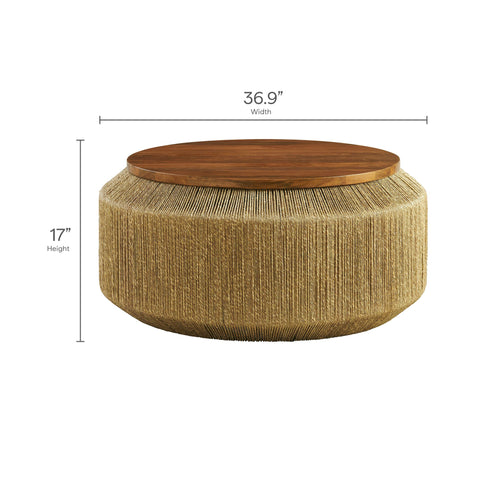 Maris Seagrass & Mango Wood Round Coffee Table | 37"