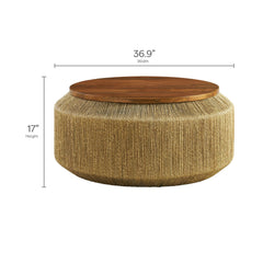 Maris Seagrass & Mango Wood Round Coffee Table | 37"