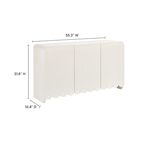 Modern Fluted 3-Door Sideboard Cabinet with Adjustable Shelves & Soft-Close Doors