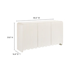 Modern Fluted 3-Door Sideboard Cabinet with Adjustable Shelves & Soft-Close Doors