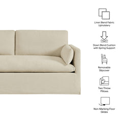 Wellfleet Slipcovered Linen-Blend Loveseat by Modway - Linen
