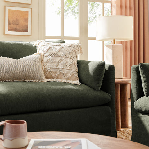 Wellfleet Slipcovered Linen-Blend Loveseat by Modway - Sage