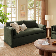 Wellfleet Slipcovered Linen-Blend Loveseat by Modway - Sage