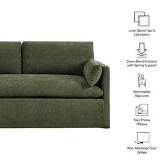Wellfleet Slipcovered Linen-Blend Loveseat by Modway - Sage