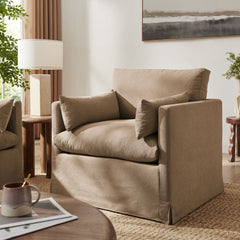 Wellfleet Slipcovered Linen-Blend Armchair by Modway - Almond