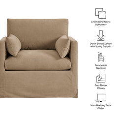 Wellfleet Slipcovered Linen-Blend Armchair by Modway - Almond