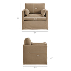 Wellfleet Slipcovered Linen-Blend Armchair by Modway - Almond