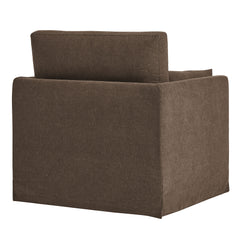 Wellfleet Slipcovered Linen-Blend Armchair by Modway - Cocoa