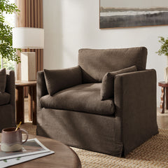 Wellfleet Slipcovered Linen-Blend Armchair by Modway - Cocoa