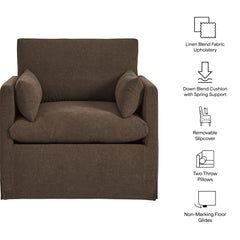 Wellfleet Slipcovered Linen-Blend Armchair by Modway - Cocoa