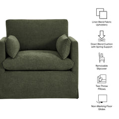 Wellfleet Slipcovered Linen-Blend Armchair by Modway - Sage