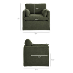 Wellfleet Slipcovered Linen-Blend Armchair by Modway - Sage