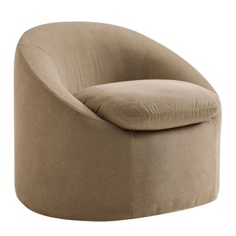 Sadie Slipcovered Linen-Blend Round Accent Chair by Modway - Almond