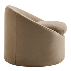 Sadie Slipcovered Linen-Blend Round Accent Chair by Modway - Almond