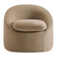 Sadie Slipcovered Linen-Blend Round Accent Chair by Modway - Almond