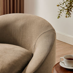 Sadie Slipcovered Linen-Blend Round Accent Chair by Modway - Almond