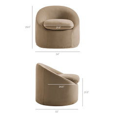 Sadie Slipcovered Linen-Blend Round Accent Chair by Modway - Almond