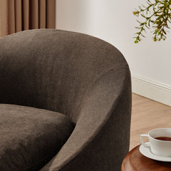 Sadie Slipcovered Linen-Blend Round Accent Chair by Modway - Cocoa