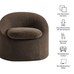 Sadie Slipcovered Linen-Blend Round Accent Chair by Modway - Cocoa