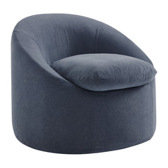 Sadie Slipcovered Linen-Blend Round Accent Chair by Modway - Denim