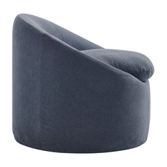 Sadie Slipcovered Linen-Blend Round Accent Chair by Modway - Denim