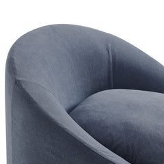 Sadie Slipcovered Linen-Blend Round Accent Chair by Modway - Denim