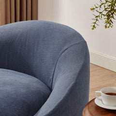 Sadie Slipcovered Linen-Blend Round Accent Chair by Modway - Denim