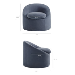 Sadie Slipcovered Linen-Blend Round Accent Chair by Modway - Denim