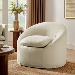 Sadie Slipcovered Linen-Blend Round Accent Chair by Modway - Linen