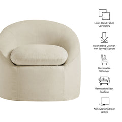 Sadie Slipcovered Linen-Blend Round Accent Chair by Modway - Linen