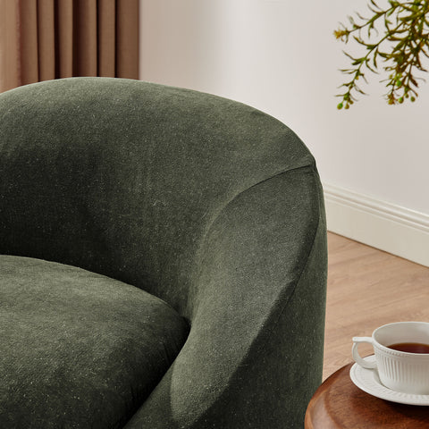 Sadie Slipcovered Linen-Blend Round Accent Chair by Modway - Sage
