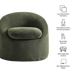 Sadie Slipcovered Linen-Blend Round Accent Chair by Modway - Sage