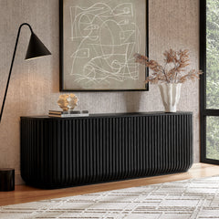 Fortitude 75" Curved Sideboard Storage Cabinet by Modway - Black