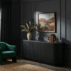 Fortitude 75" Curved Sideboard Storage Cabinet by Modway - Black