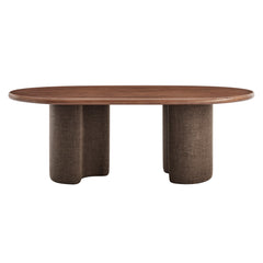 Enric 84 Inch Mango Wood Oval Dining Table by Modway - Walnut