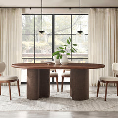 Enric 84 Inch Mango Wood Oval Dining Table by Modway - Walnut