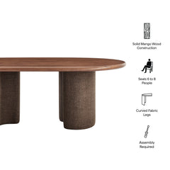 Enric 84 Inch Mango Wood Oval Dining Table by Modway - Walnut