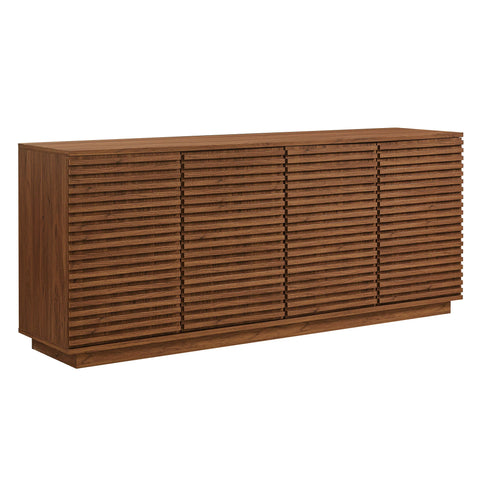 Modern Walnut Fluted 4-Door Sideboard Cabinet & TV Stand