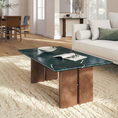 Amistad Marble Coffee Table by Modway - Walnut Green Marble