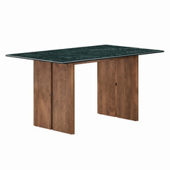 Amistad 60 Inch Marble Dining Table by Modway - Walnut Green Marble